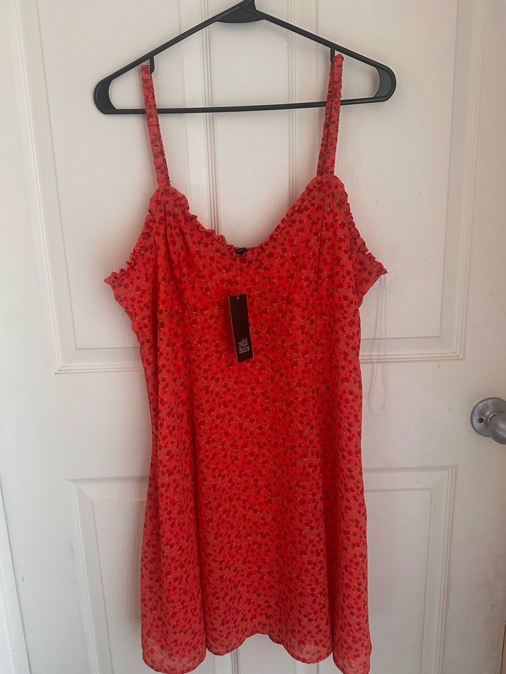Scarlet Red Floral Spaghetti Strap Sundress